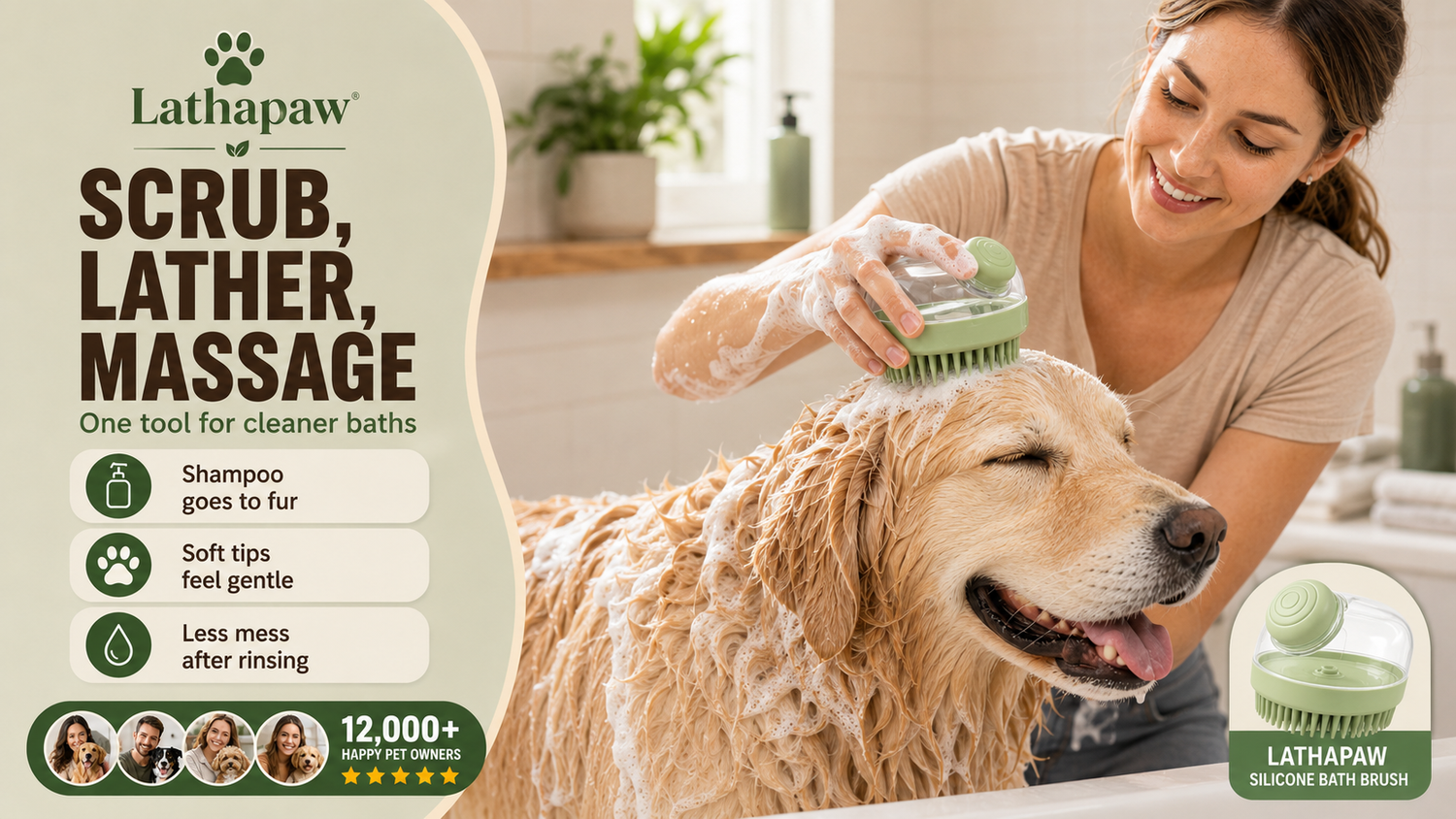 Lathapaw LathaBrush scrub lather massage dog bath